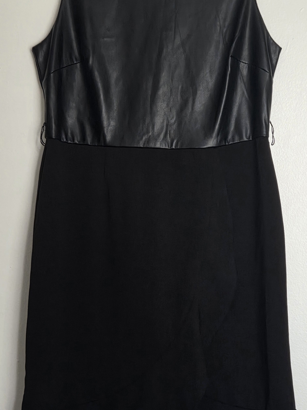 Women's Black Faux Leather-Top Dress